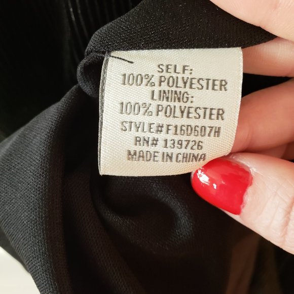 Francesca's Black Shimmer Mockneck Tie Swing Dress - Picture 7 of 7